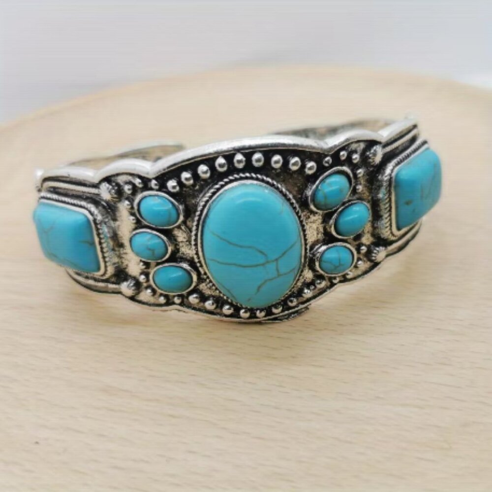 SKS Vintage Style Boho Western Turquoise Cuff Bracelet